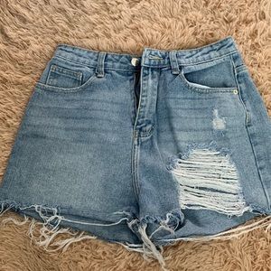 Blue high waisted jean shorts